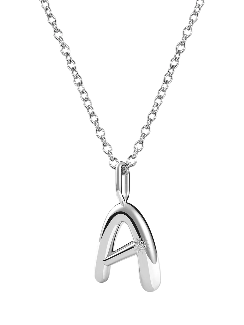 DPT Antwerp diamond initial charm necklace silver, UK version