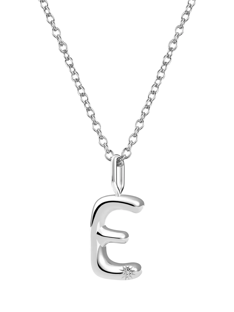 DPT Antwerp Diamond Initial Charm Necklace, Silver