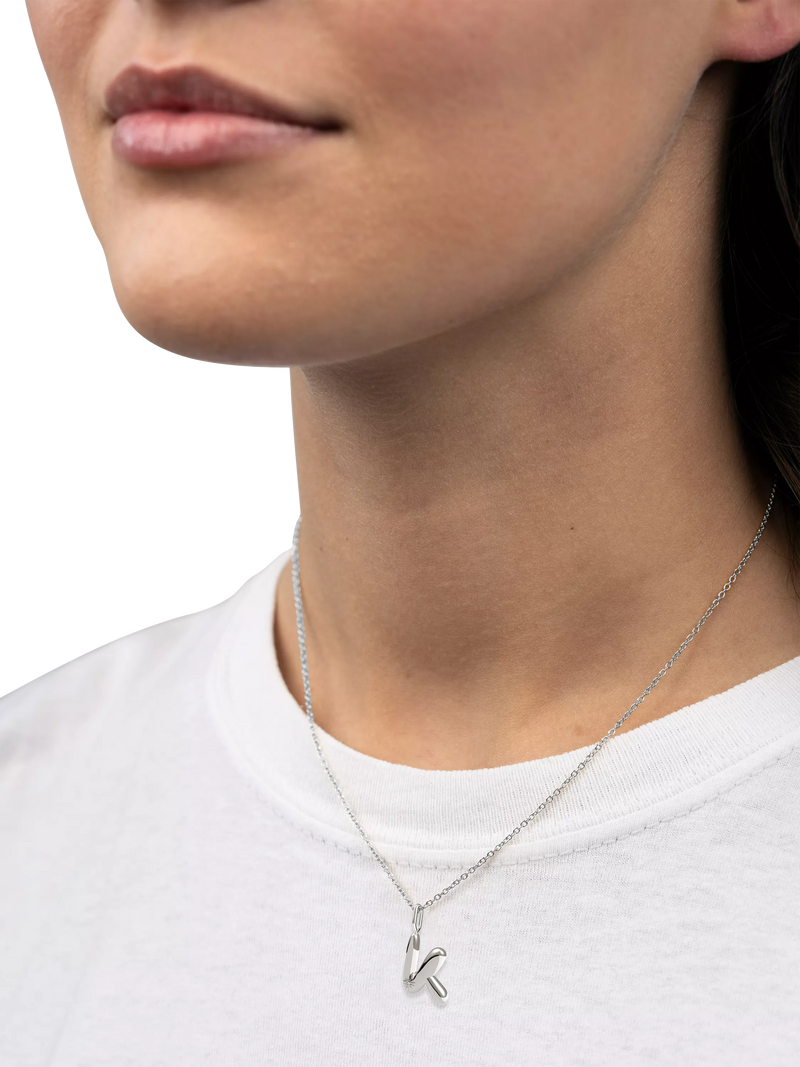 DPT Antwerp Diamond Initial Charm Necklace, Silver