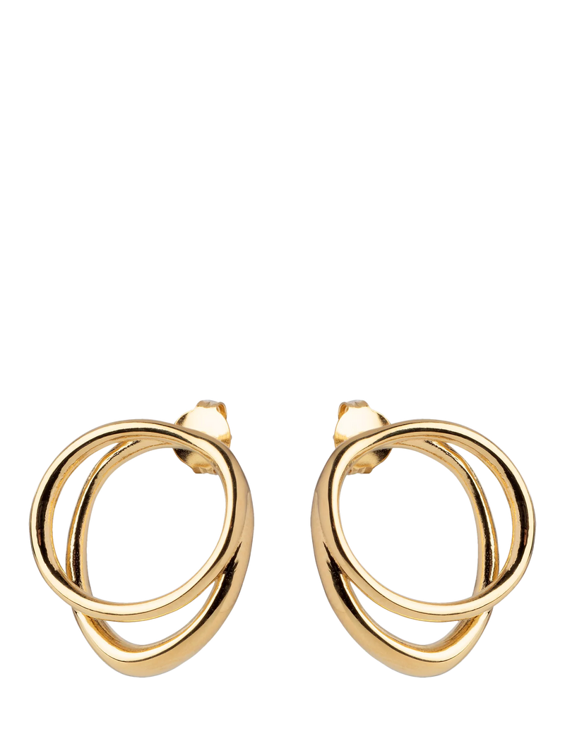 ENAMEL Copenhagen double circle stud earrings, yellow gold plated - British product