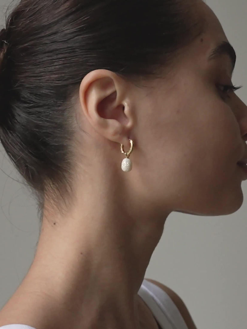 ENAMEL Copenhagen yellow gold hoop earrings with enamel drop (British brand)