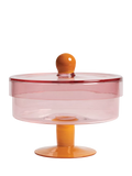 &k Amsterdam Glass Cake Stand Pink 22cm, imported from the UK
