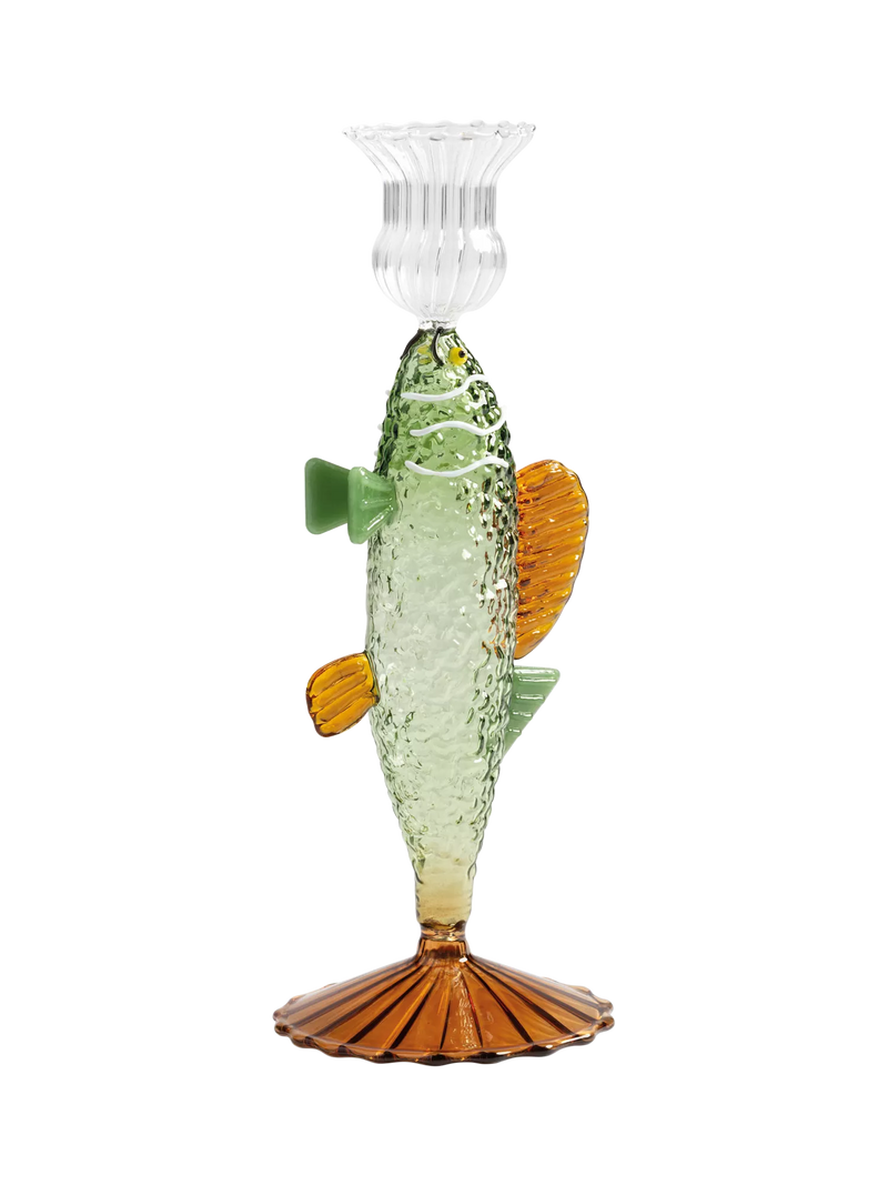 &k Amsterdam fish candle holder green orange - British product