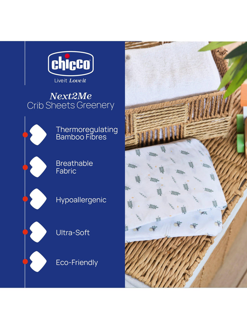 Chicco crib sheets pack of 2 Greenery - British product