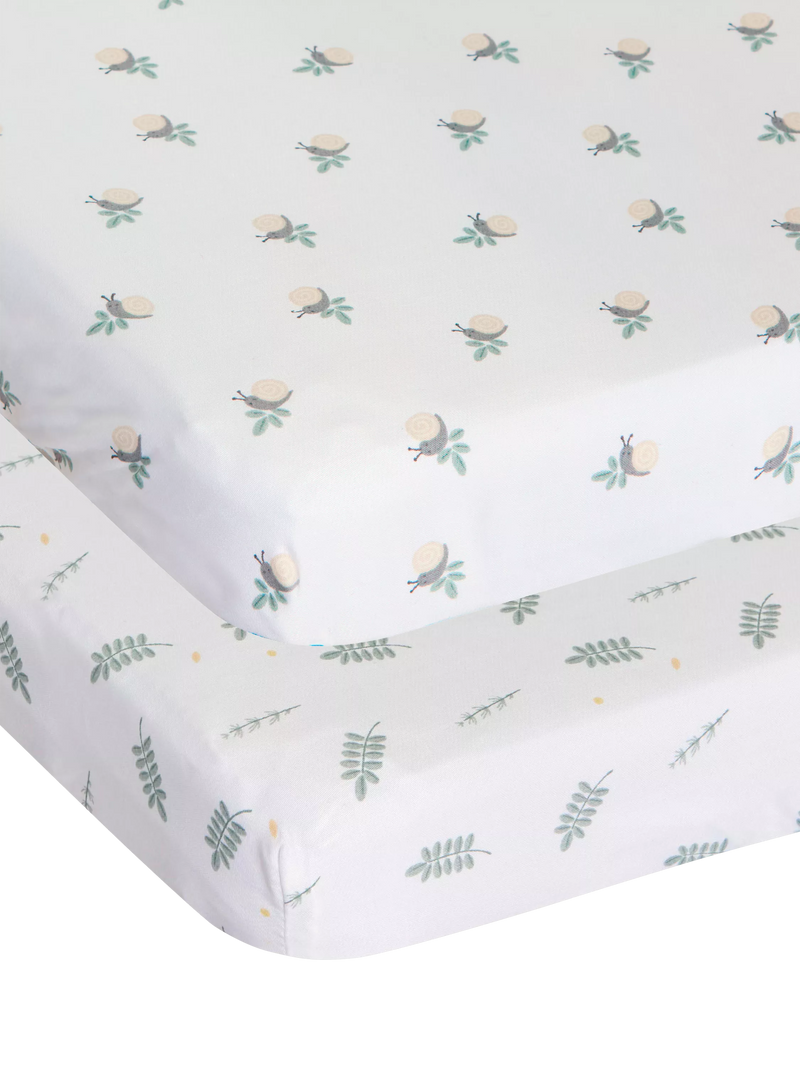 Chicco Next2Me Twins crib bamboo fitted sheets pack of 2 Greenery, UK version