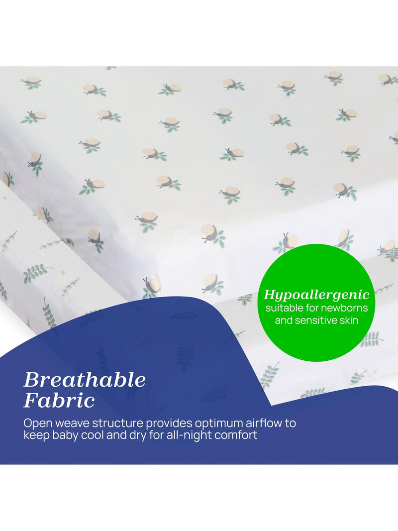 Chicco Next2Me Twins crib bamboo fitted sheets pack of 2 Greenery, UK version