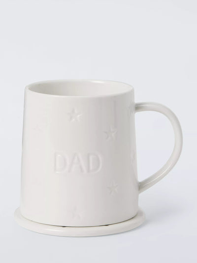 John Lewis John Lewis Dad Fine China Mug & Coaster Set 450ml White- Buy online at McGrocer