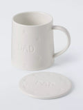 John Lewis fine china mug and coaster set Dad 450ml, UK version