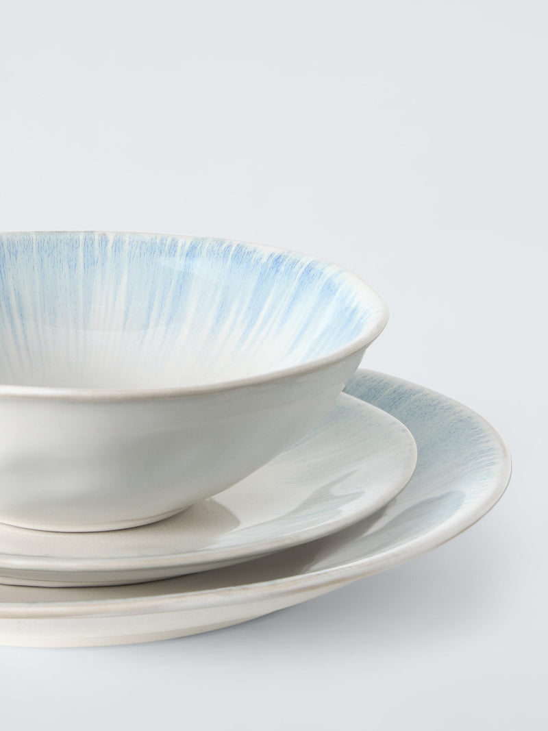 John Lewis blue stoneware dinnerware set 12 piece, imported from the UK
