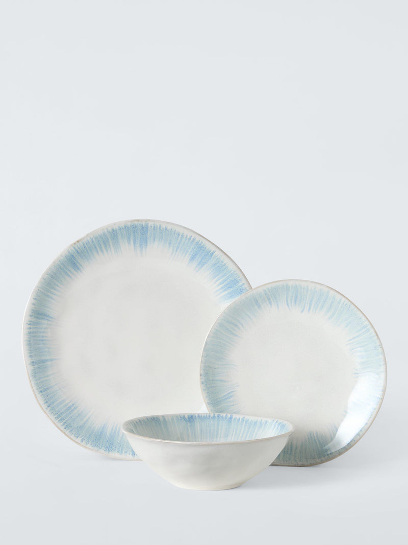 John Lewis blue stoneware dinnerware set 12 piece, imported from the UK