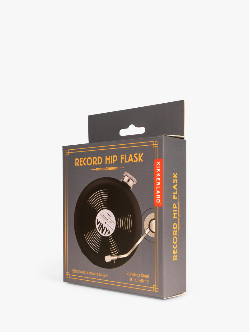 Kikkerland vinyl hip flask black 237ml - British product