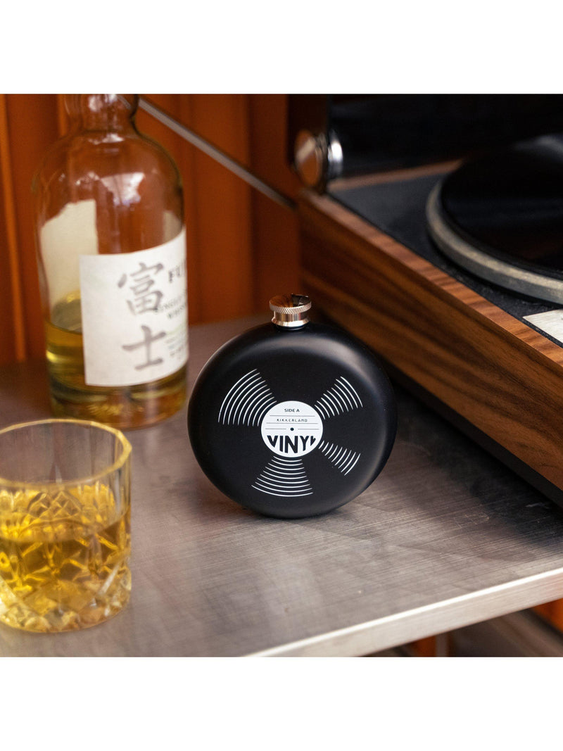 Kikkerland vinyl hip flask black 237ml - British product