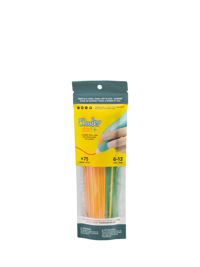 3Doodler Start+ filament refill pack 75 piece, imported from the UK