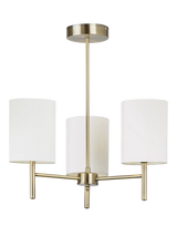 John Lewis Bay Lighting Briorie 3 Arm Semi Flush Ceiling Light, Metallic Brass/Cream- Buy online at McGrocer