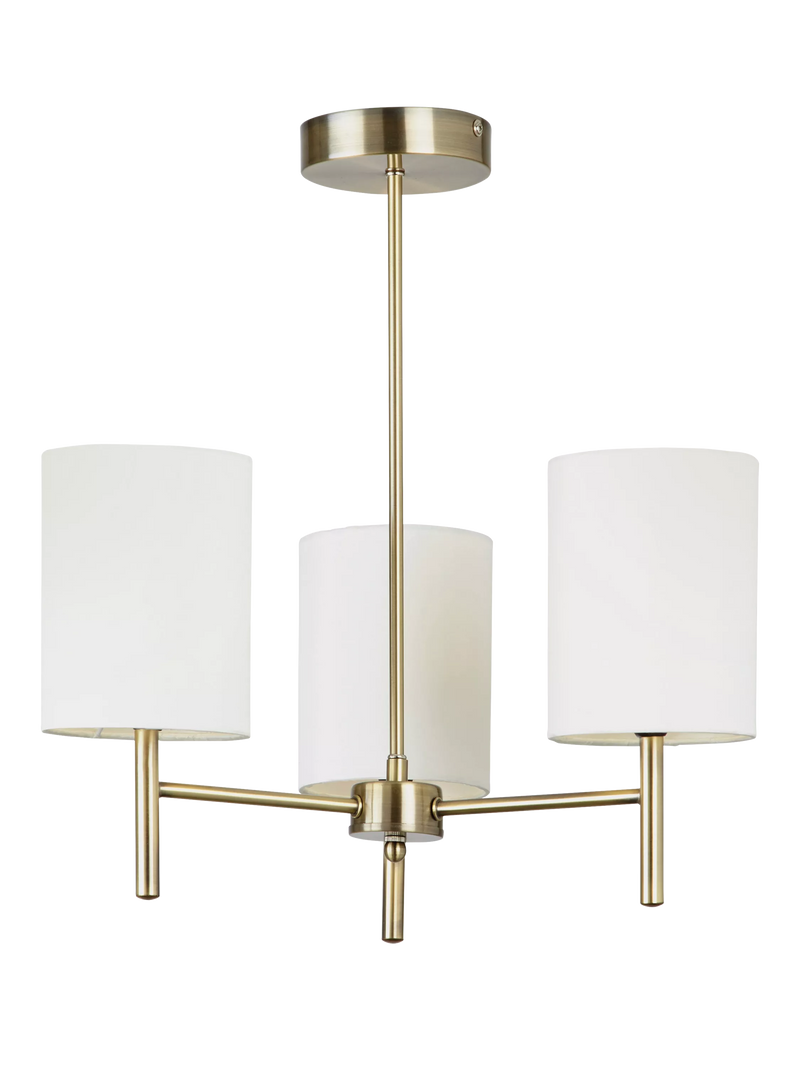 Bay Lighting ceiling light 3-arm semi flush brass, imported from the UK