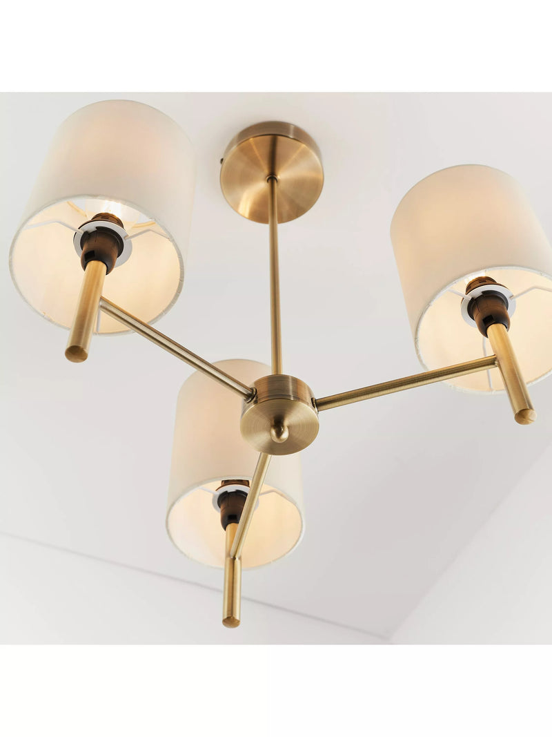 Bay Lighting ceiling light 3-arm semi flush brass, imported from the UK