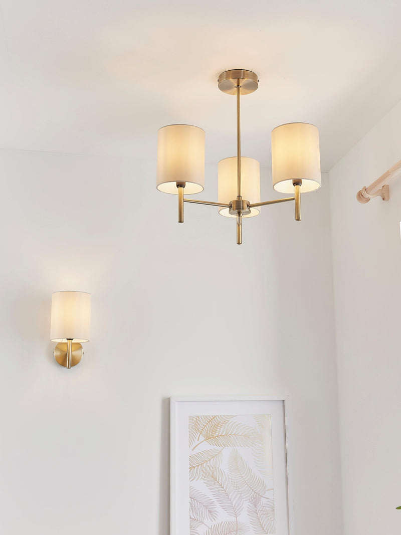 Bay Lighting ceiling light 3-arm semi flush brass, imported from the UK