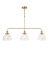 John Lewis Bay Lighting Carter 3 Arm Linear Ceiling Light, Metallic Brass/Clear- Buy online at McGrocer