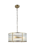 Bay Lighting Rika pendant light ribbed glass brass effect, UK version