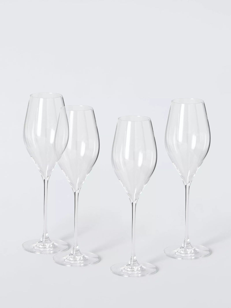 John Lewis Swan crystal prosecco glasses 320ml set of 4 - British product