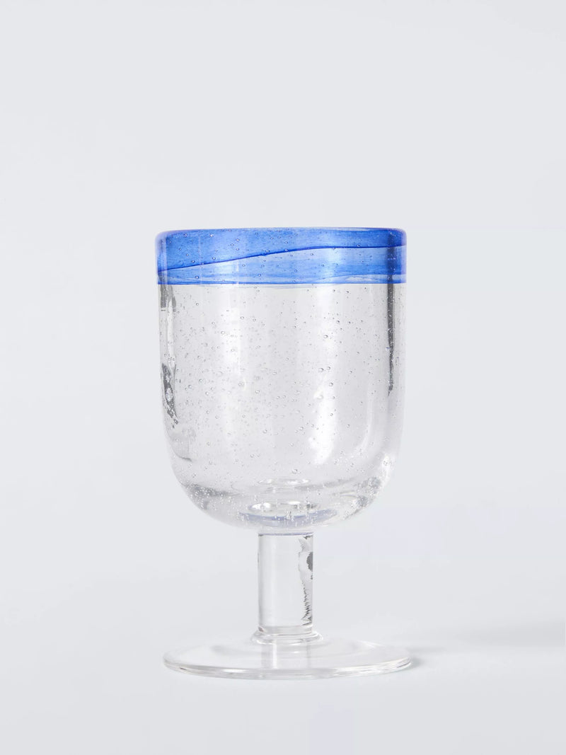 John Lewis blue bubble colour rim wine glass 260ml (British brand)