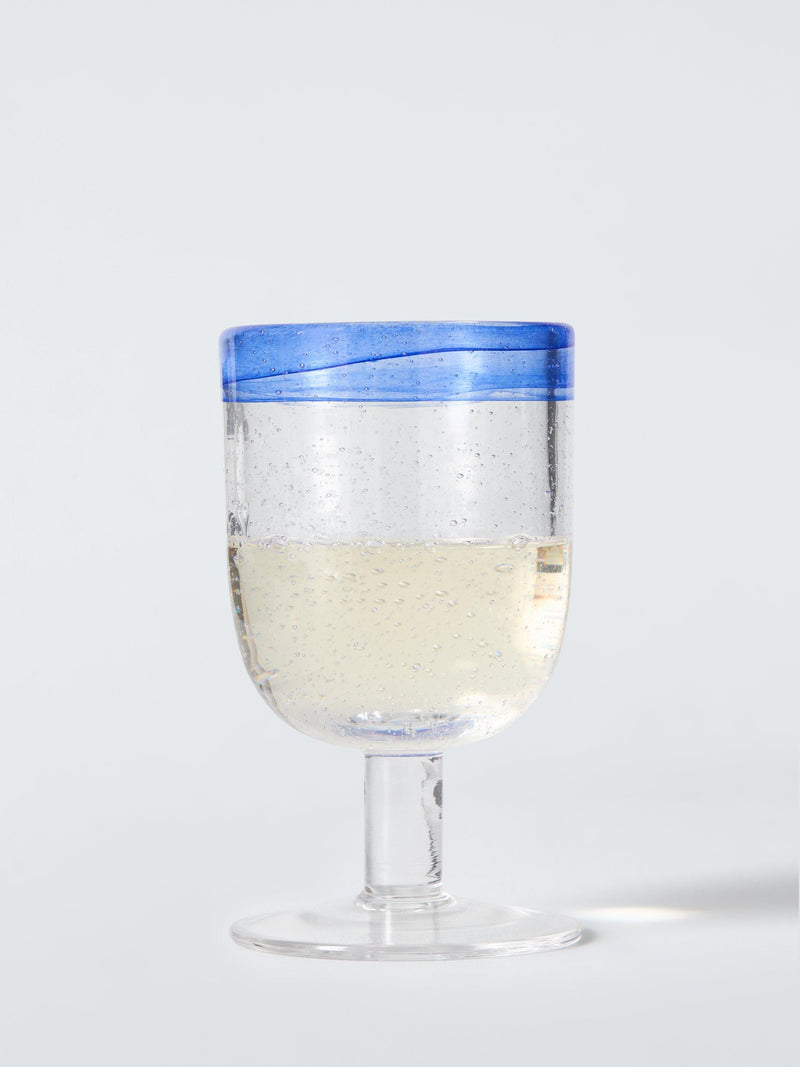 John Lewis blue bubble colour rim wine glass 260ml (British brand)