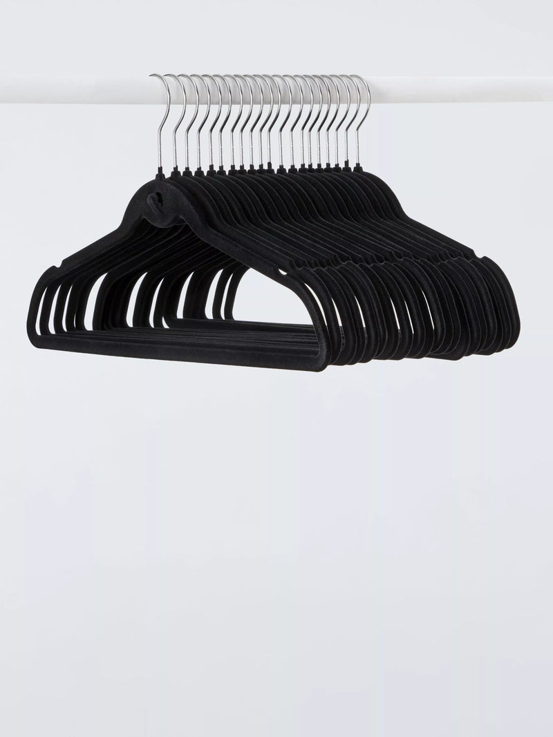 John Lewis flocked hangers pack of 20 black, imported from the UK