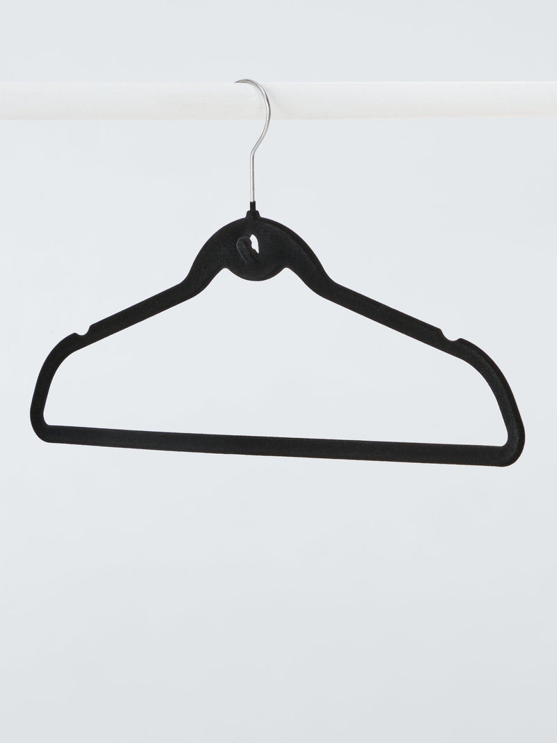 John Lewis flocked hangers pack of 20 black, imported from the UK