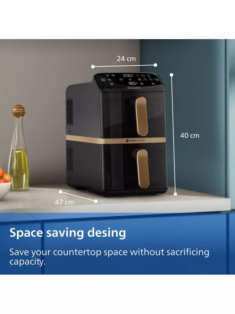Philips stacked dual basket air fryer 10L (British brand)
