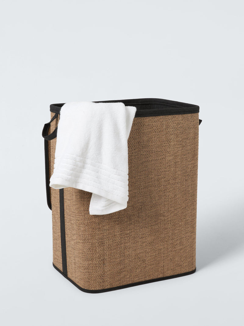 John Lewis lidded laundry basket natural black, imported from the UK