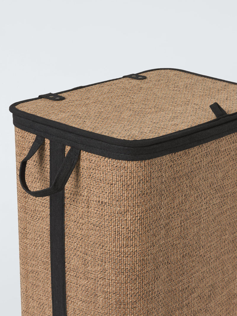 John Lewis lidded laundry basket natural black, imported from the UK