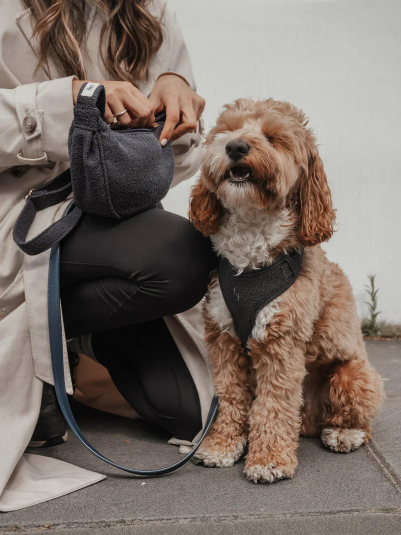 By Teddy Bouclé dog walking bag blue navy, imported from the UK