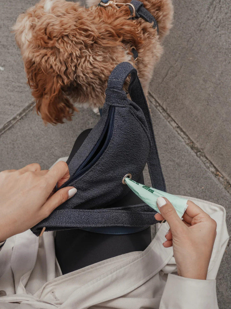 By Teddy Bouclé dog walking bag blue navy, imported from the UK