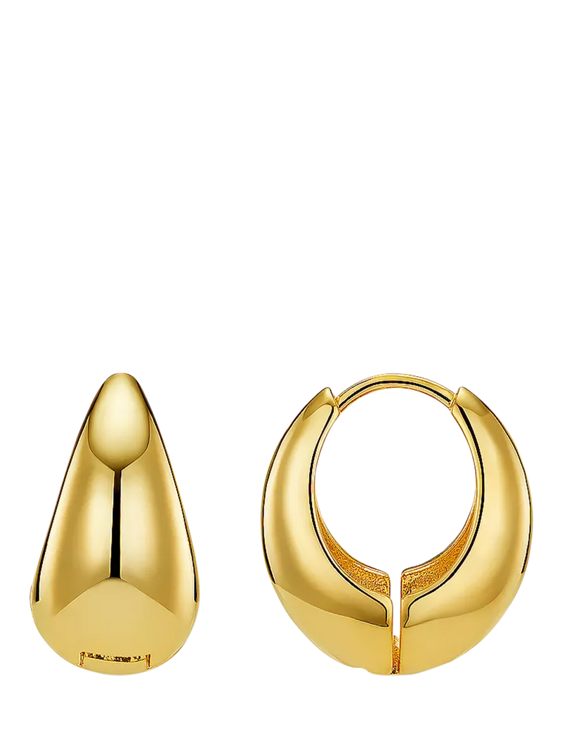 Orelia polished taper hoop earrings pale gold 15mm - British product