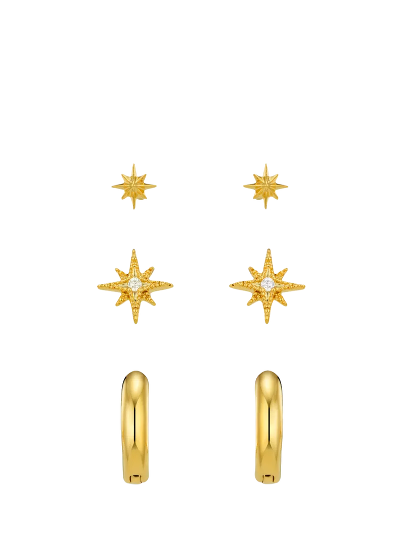 Orelia earrings starburst and micro hoop pack of 6 - British product