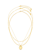 John Lewis Orelia Polished Molten Coin 3-Row Necklace Pale Gold- Buy online at McGrocer