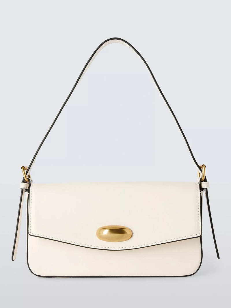 John Lewis Leather Mini Shoulder Bag White, imported from the UK