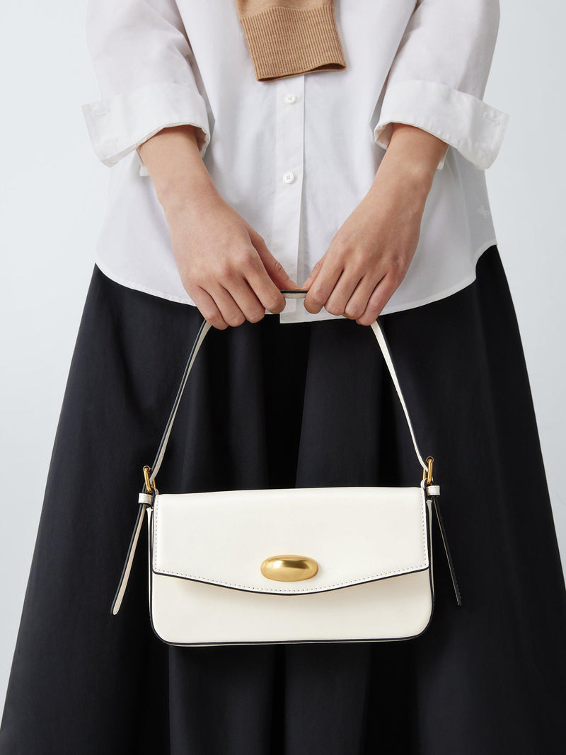 John Lewis Leather Mini Shoulder Bag White, imported from the UK