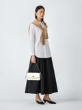 John Lewis Leather Mini Shoulder Bag White, imported from the UK