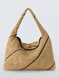 John Lewis intentional raffia tote bag, hobo style, spacious design (British brand)