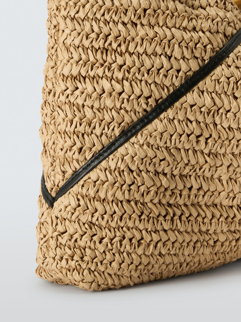 John Lewis intentional raffia tote bag, hobo style, spacious design (British brand)