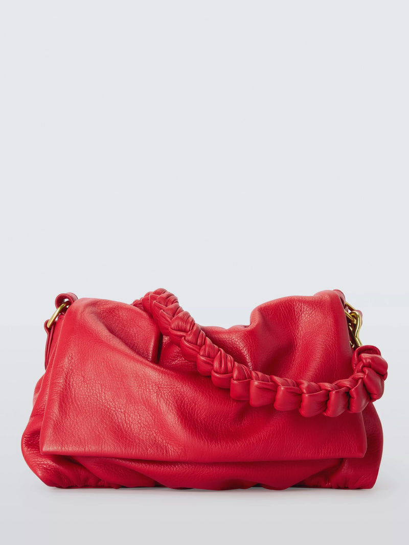 John Lewis ruched flapover leather crossbody bag, UK version