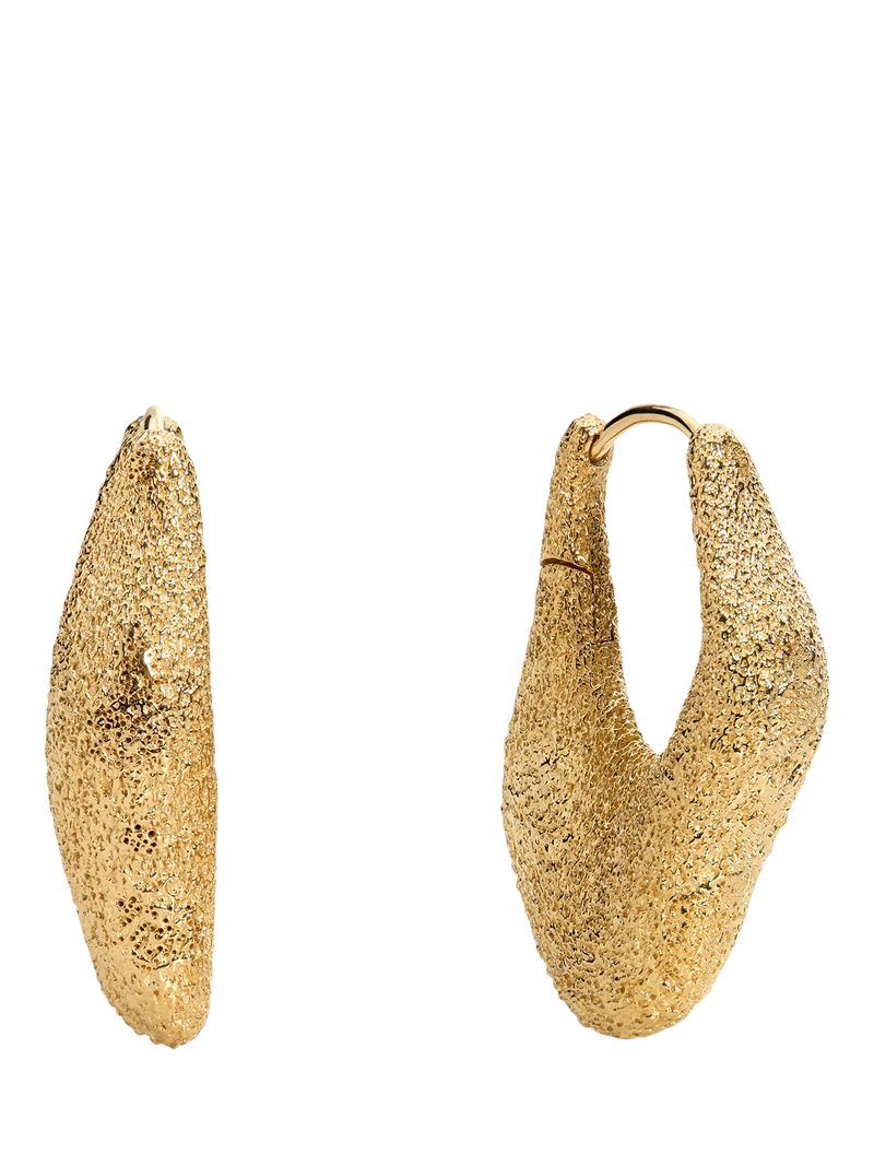 Monica Vinader Antica medium gold hoop earrings, imported from the UK