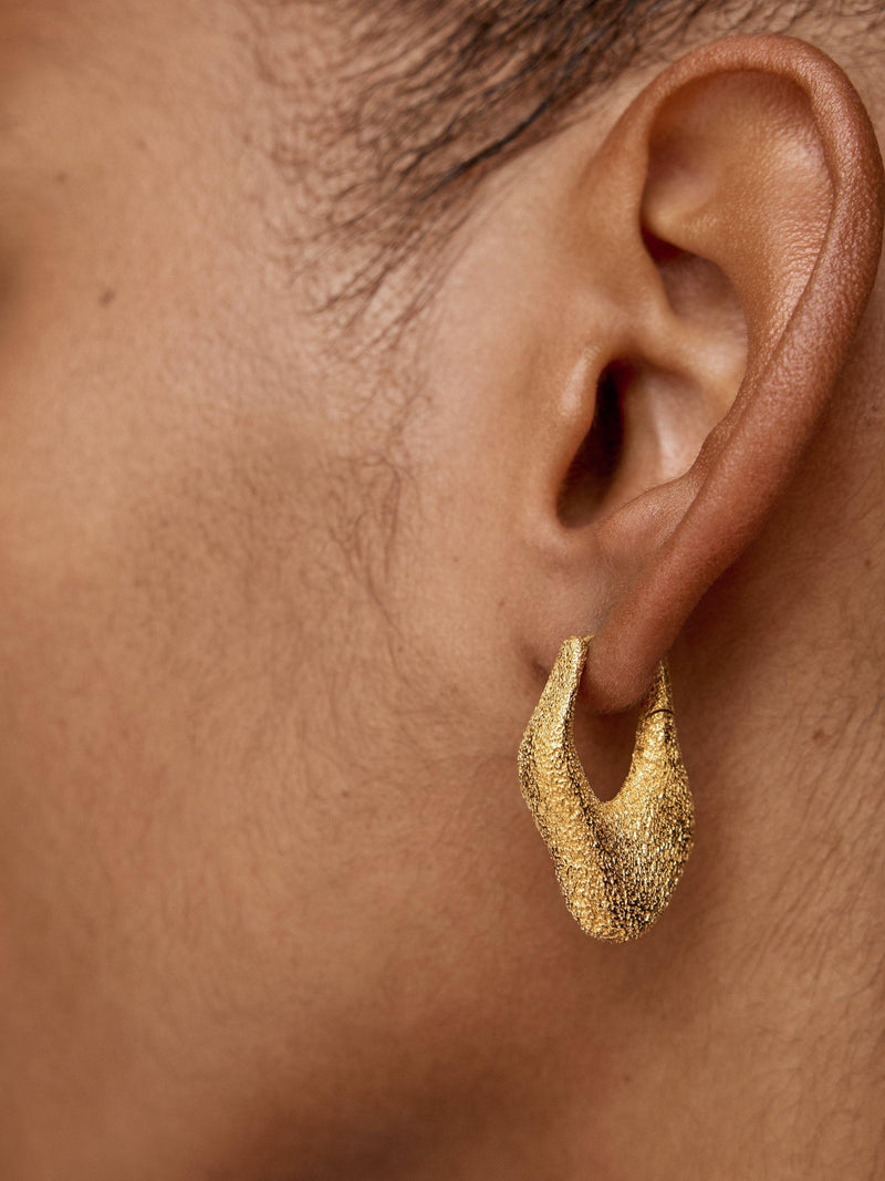 Monica Vinader Antica medium gold hoop earrings, imported from the UK