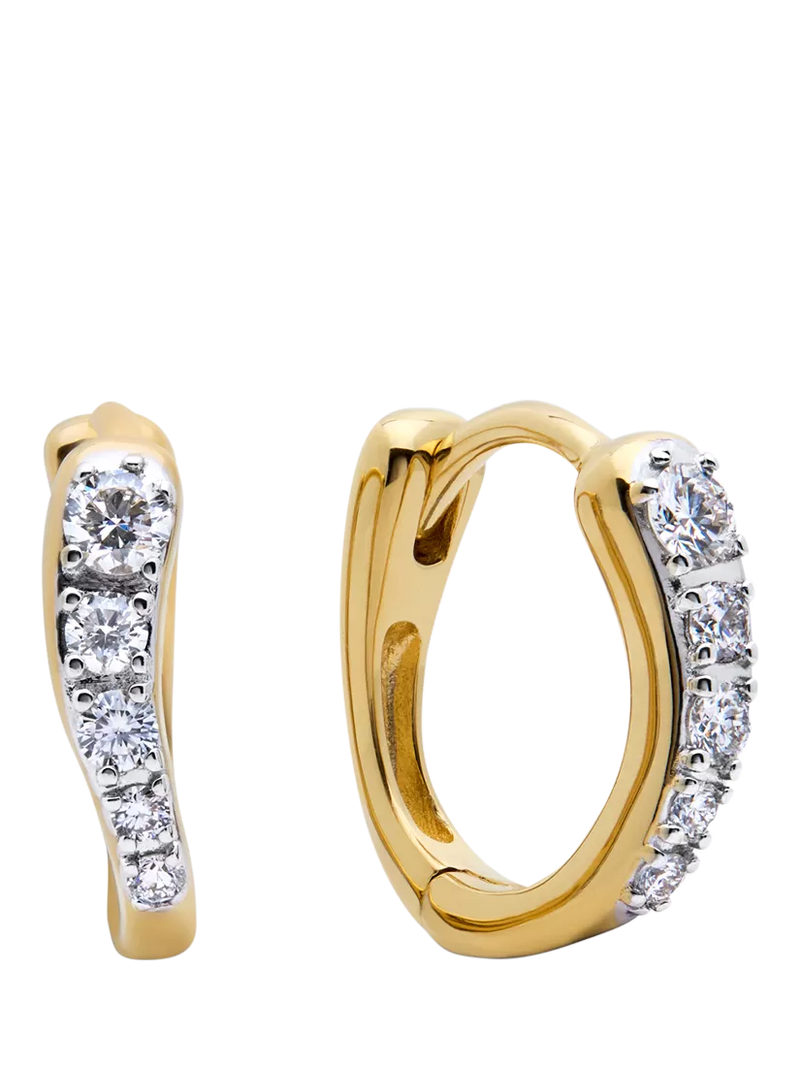 Monica Vinader diamond huggie earrings gold, UK version