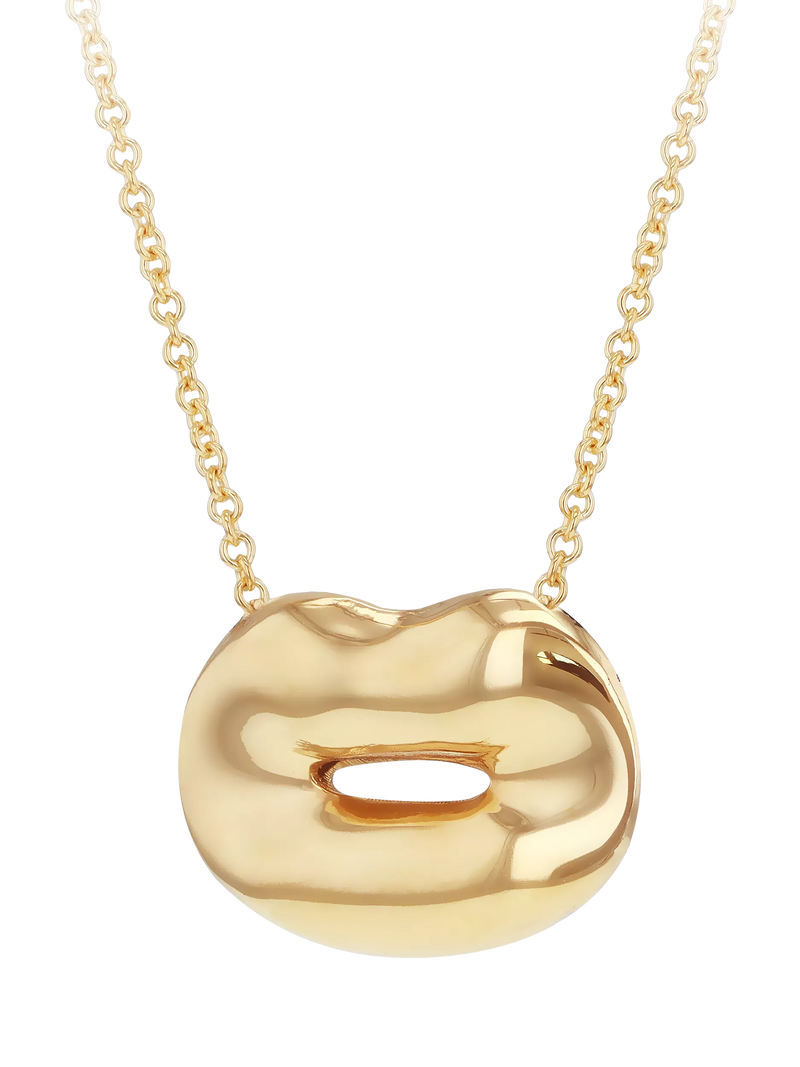 IBB 9ct gold polished lips necklace, imported from the UK