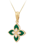 IBB pendant necklace malachite flower 9ct gold - British product