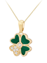 John Lewis IBB Malachite Clover Pendant Yellow Gold Multi- Buy online at McGrocer