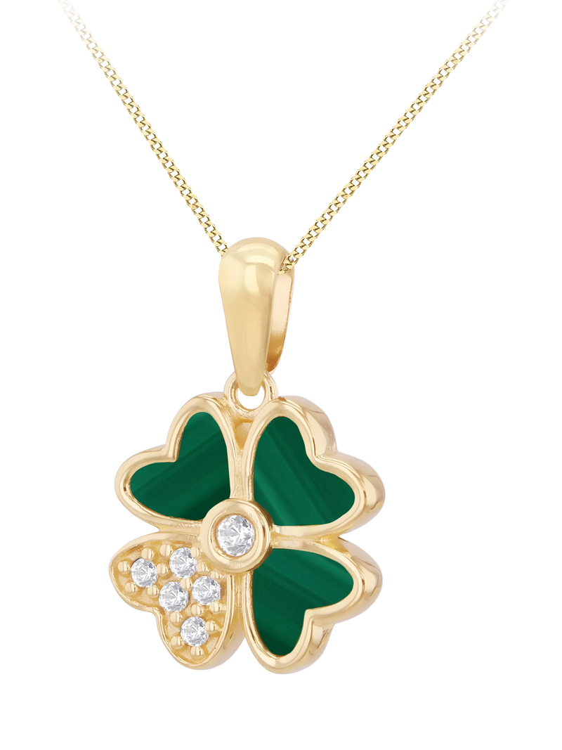 IBB malachite clover pendant 9ct gold, UK version