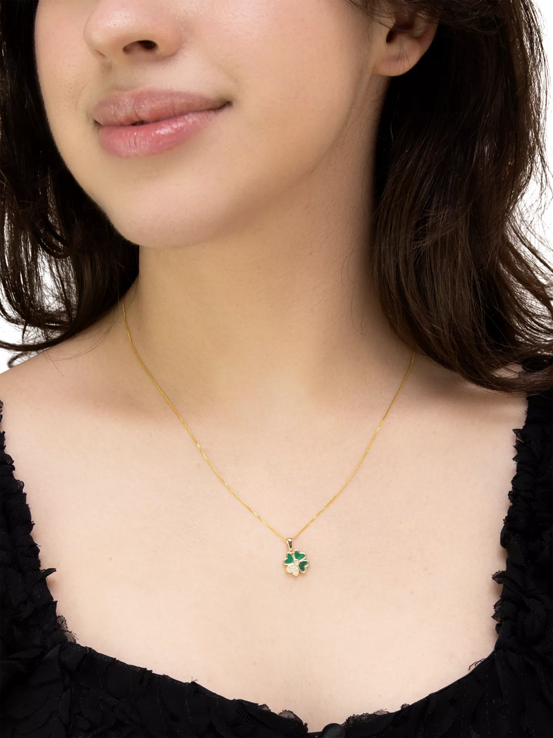 IBB malachite clover pendant 9ct gold, UK version